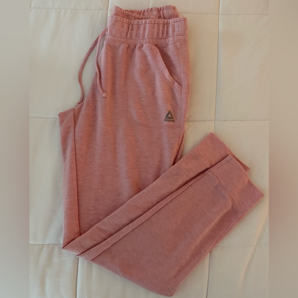 Reebok Pink Sweatpants Tapered Fit Joggers